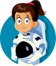 Girl Dreaming of Becoming an Astronaut Vector Cartoon Royalty Free Stock Photo