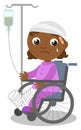 Girl in wheelchair with broken leg, vector Royalty Free Stock Photo