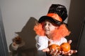 Child in wig for Halloween Royalty Free Stock Photo