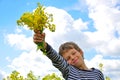 Child with wildflowers Royalty Free Stock Photo