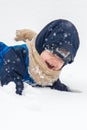 child in winter, happy playing