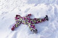 Child on winter and snowy background Royalty Free Stock Photo