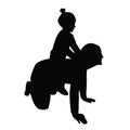 A child and woman playing body, silhouette vector