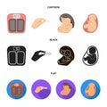 Child in the womb, scales, test. Pregnancy set collection icons in cartoon,black,flat style vector symbol stock Royalty Free Stock Photo