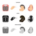 Child in the womb, scales, test. Pregnancy set collection icons in cartoon,black,monochrome style vector symbol stock Royalty Free Stock Photo