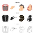 Child in the womb, scales, test. Pregnancy set collection icons in cartoon,black,outline style vector symbol stock Royalty Free Stock Photo