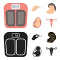 Child in the womb, scales, test. Pregnancy set collection icons in cartoon,black style vector symbol stock illustration Royalty Free Stock Photo