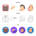 Child in the womb, scales, test. Pregnancy set collection icons in cartoon,outline,flat style vector symbol stock Royalty Free Stock Photo