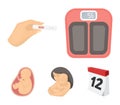 Child in the womb, scales, test. Pregnancy set collection icons in cartoon style vector symbol stock illustration web. Royalty Free Stock Photo