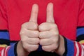 Child& x27;s hand showing thumb up, like, positive sign Royalty Free Stock Photo