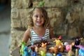 Child of 3-4 years old plays with toys in Chania Royalty Free Stock Photo