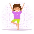 Child yoga. Vector. Cartoon