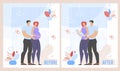 Before Childbirth and After Pregnancy Cartoon Set
