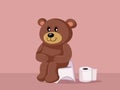 Teddy Bear Potty Training Vector Cartoon Illustration