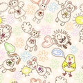 Childe drawing seamless pattern Royalty Free Stock Photo