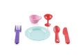 Childens plastic tableware toys Royalty Free Stock Photo