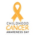 Childhood cancer awareness day banner with hand drawn gold ribbon cross Royalty Free Stock Photo