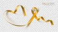 Childhood Cancer Awareness Month. Gold Color Ribbon Isolated On Transparent Background. Vector Design Template For Royalty Free Stock Photo