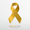 Childhood Cancer Awareness Month. Gold Color Ribbon Isolated On Transparent Background. Vector Design Template For