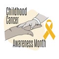 Childhood Cancer Awareness Month, a supporting hand and a symbolic ribbon for a post on a medical theme Royalty Free Stock Photo