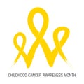 Childhood Cancer flat group of ribbons connected: concept illustration of support and union