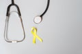 Childhood Cancer, Sarcoma, bone, bladder and Suicide prevention Awareness month, Gold Yellow Ribbon for supporting people living Royalty Free Stock Photo