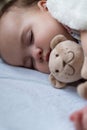 Childhood, care, motherhood, health concepts - Close up Little peace calm infant toddler baby girl sleep resting take deep nap Royalty Free Stock Photo