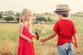 Childhood concept. Sweet angel children. Childhood on countryside. Valentines day. Love. Human emotions - kids first Royalty Free Stock Photo