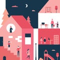 Childhood - flat design style conceptual illustration