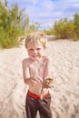 Childhood Memories, Cute boy with Frog Royalty Free Stock Photo