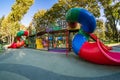 Childhood playground park, fun recreation. red equipment