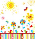 Childish applique with abstract colorful flowers