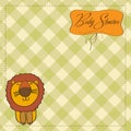 Childish baby shower card with lion