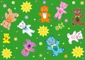 Childish background with teddy bears