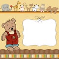 childish card with funny teddy bear