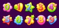 Childish cartoon numbers. Kid fun number font crazy numeric cute typography for baby age school children toy, numbered