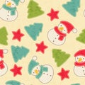 Childish Christmas seamless pattern with snowmen