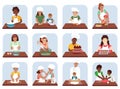 Childish Cooking School Flat Recolor Set Royalty Free Stock Photo