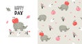 Childish cute print and pattern with little hedgehog