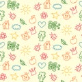 Childish drawings seamless vector pattern Royalty Free Stock Photo