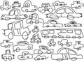 Childish drawn cars Royalty Free Stock Photo