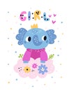 Childish elephants card. Baby shower. Girl animal. Kids birthday invitation. Holiday cute banner. Adorable newborn Royalty Free Stock Photo