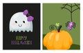 Childish Happy Halloween party card set Royalty Free Stock Photo