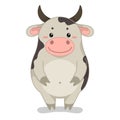 Childish illustration with cute happy bull