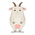 Childish illustration with cute happy goat