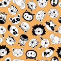 Childish pattern with animal faces Royalty Free Stock Photo