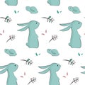 Childish pattern with cute rabbits