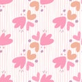Childish pattern with flowers seamless pattern. Creative abstract heart shape wallpaper Royalty Free Stock Photo