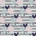 Childish pattern with flowers seamless pattern. Creative abstract heart shape wallpaper Royalty Free Stock Photo