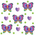 Childish patterns with cute butterflies, for fabrics, wrappers, tectil. vector design